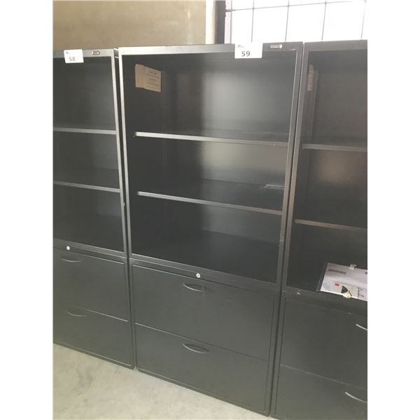 TEKNION  BLACK 5'5 2 DRAWER LATERAL FILE BOOKCASE COMBO CABINET