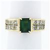 Image 1 : 18k Yellow Gold 2.66 ctw FINE Emerald Cut Green Tourmaline & Princess Diamond Ri
