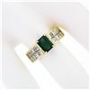 Image 3 : 18k Yellow Gold 2.66 ctw FINE Emerald Cut Green Tourmaline & Princess Diamond Ri