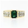 Image 4 : 18k Yellow Gold 2.66 ctw FINE Emerald Cut Green Tourmaline & Princess Diamond Ri