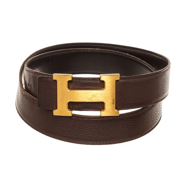 Hermes Black Leather Constance Belt