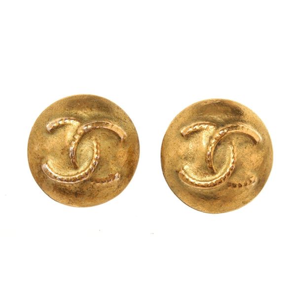 Chanel Gold CC Disc Earrings