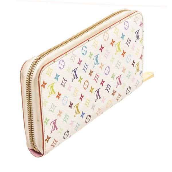 Louis Vuitton White Multicolor Monogram Zippy Wallet