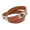 Image 2 : Hermes Brown Leather Palladium Plated Kelly Choker Necklace