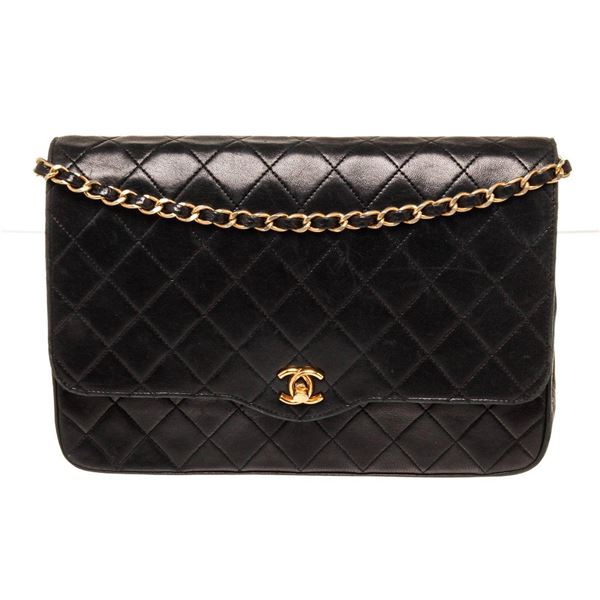 Chanel Black Leather Vintage CC Flap Shoulder Bag