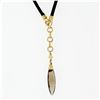 Image 3 : 14k Gold Diamond & Marquise Smoky Topaz Pendant Adjustable Black Cord Necklace