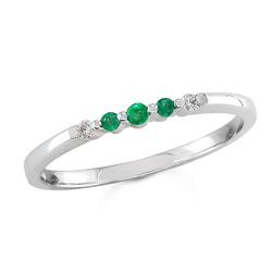 $1,199 Genuine 0.11 ct Diamond & Emerald Ring 14K