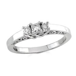 $1,999 Genuine 0.25 ct 3 Stone Diamond Engagement Ring