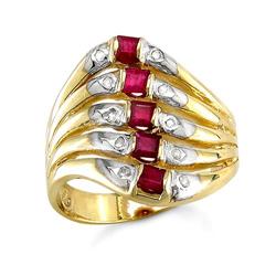 $1,999 Genuine 0.90 ct Diamond & Ruby Ring 14K