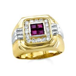 $5,999 Genuine 1.25 ct Diamond & Ruby Men's Ring 14K