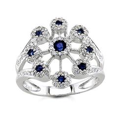 $3,999 Genuine 1.00 ct Diamond & Sapphire Ring 14K