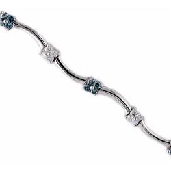 $4,500 Genuine 1.60ct Blue & White Diamond Bracelet 14K