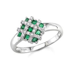 $2,199 Genuine 0.90 ct Diamond & Emerald Ring 14K