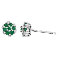 $1,499 Genuine 0.50ct Diamond & Emerald Earrings 14K