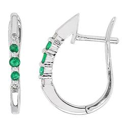 $1,399 Genuine 0.20ct Diamond & Emerald Earrings 14K