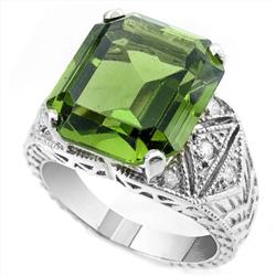 $2,400 Genuine 4.70ct Green Topaz Diamond Ring 14K Gold