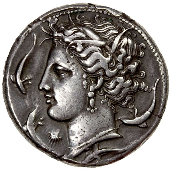 SICULO-PUNIC: AR tetradrachm (16.95g), "People of the camp" mint, circa 320-300 BC, bold VF