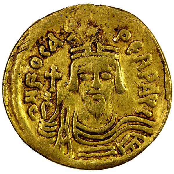 BYZANTINE EMPIRE: Phocas, 602-610, AV solidus (4.08g), Constantinople, Fine to VF