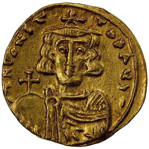 BYZANTINE EMPIRE: Constantine IV, with Heraclius & Tiberius, 668-685, AV solidus (4.42g), Constantin