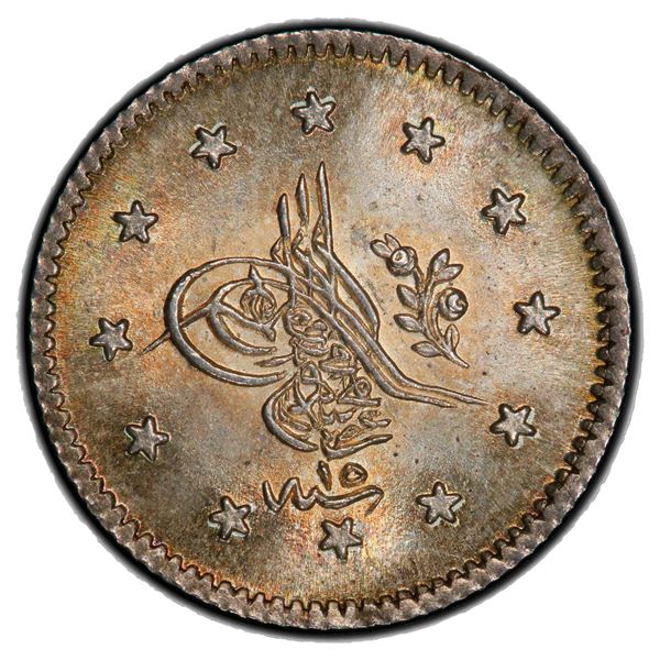 TURKEY: Abdul Mejid, 1839-1861, AR kurush, Kostantiniye, AH1255 year 15, PCGS graded MS66