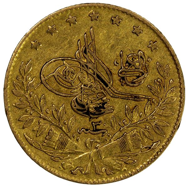 TURKEY: Abdul Hamid II, 1876-1909, AV 50 kurush, Kostantiniye, AH1293 year 30, EF