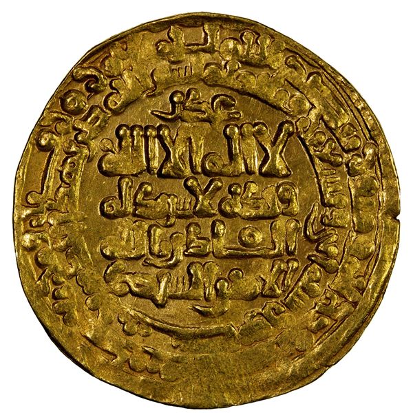 GHAZNAVID: Mahmud, 999-1030, AV dinar (4.83g), Nishapur, AH392, VF to EF