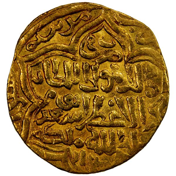ILKHAN: Abu Sa'id, 1316-1335, AV dinar (4.69g), Madinat Shiraz, DM, VF-EF