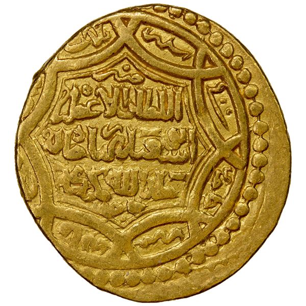 ILKHAN: Abu Sa'id, 1316-1335, AV dinar (6.63g), Jajerm, AH733, VF