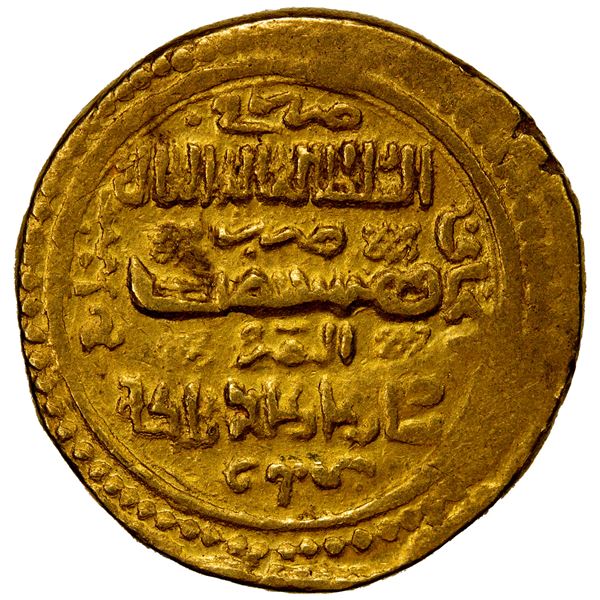 ILKHAN: Abu Sa'id, 1316-1335, AV dinar (8.72g), al-Basra, Khani year 34, VF