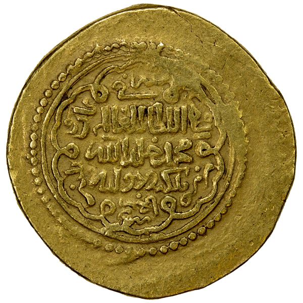 ILKHAN: Muhammad Khan, 1336-1338, AV dinar (8.60g), al-Basra, AH738, VF