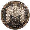 Image 2 : MONACO: Louis II, 1922-1949, AR 20 francs, 1945, PCGS Specimen 64