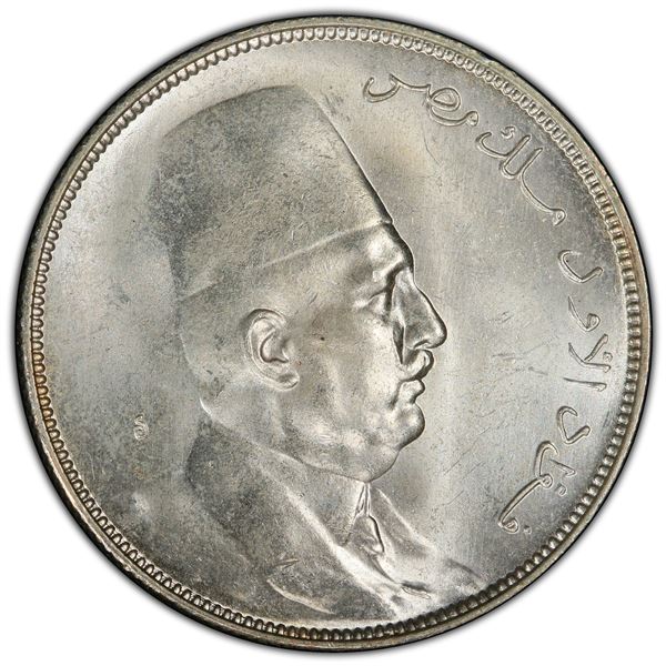 EGYPT: Fuad I, as King, 1922-1936, AR 10 piastres, 1923-H/AH1341, PCGS MS65