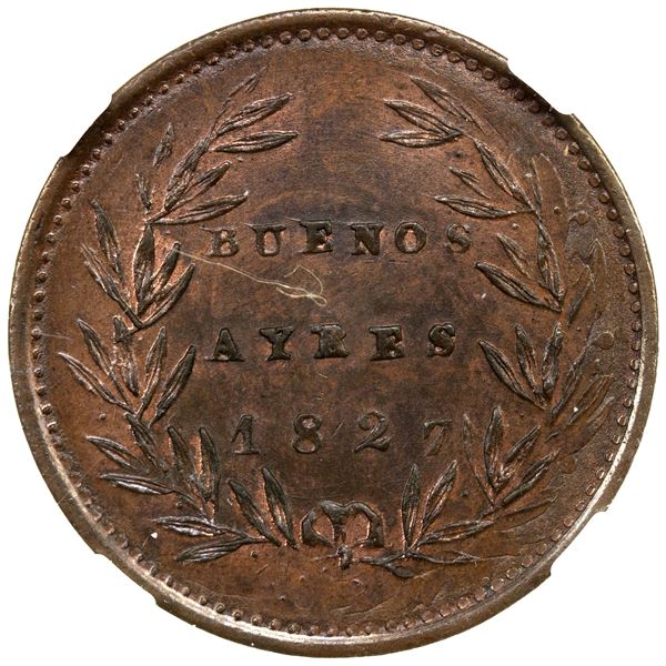 ARGENTINA: Buenos Aires, AE 5/10 real, 1827, NGC MS64 BN