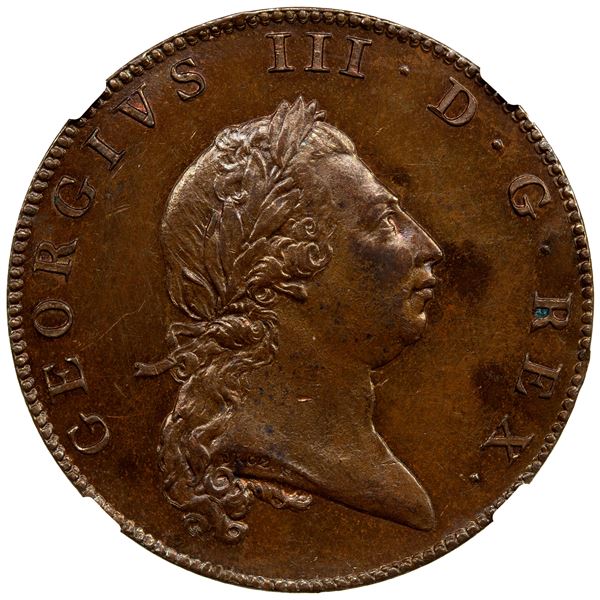 BERMUDA: George III, AE penny, 1793, NGC MS62 BN