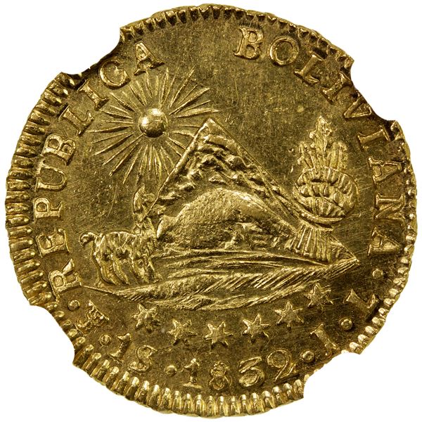 BOLIVIA: Republic, AV scudo, 1832, NGC MS62