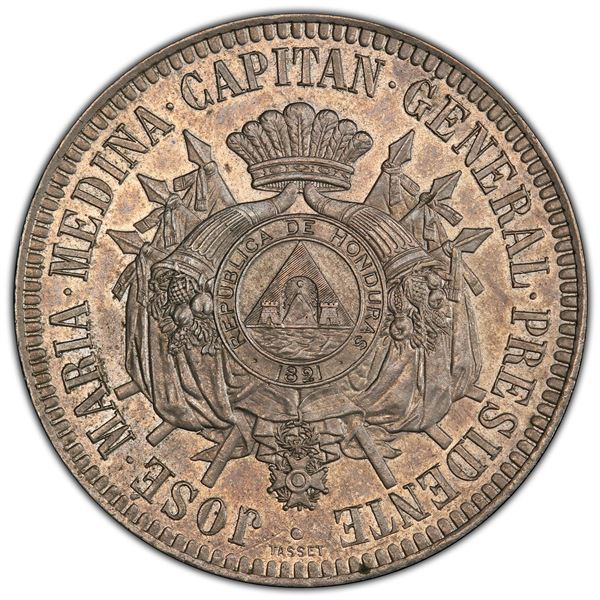 HONDURAS: Republic, 5 reales, 1870, PCGS Specimen 63