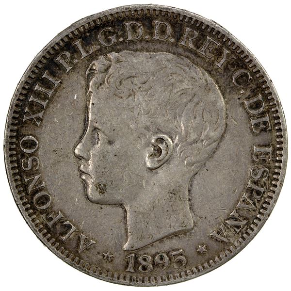PUERTO RICO: Alfonso XIII, 1886-1931, AR peso, 1895, VF