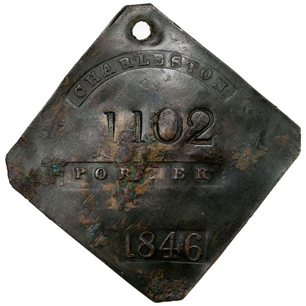 UNITED STATES: AE slave hire badge (9.47g), 1846, EF