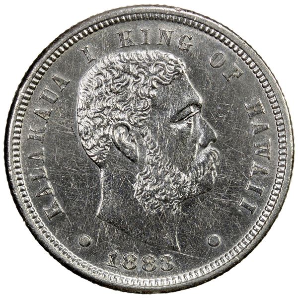HAWAII: Kalakaua, 1874-1891, AR 10 cents, 1883, AU
