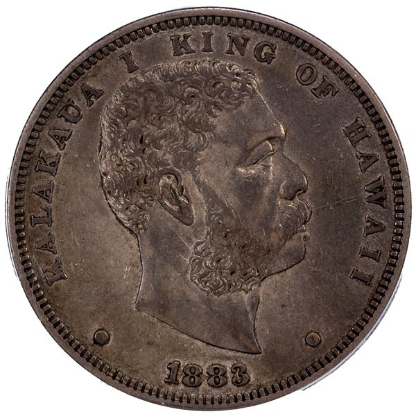 HAWAII: Kalakaua, 1874-1891, AR dollar, 1883, PCGS EF45