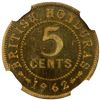 Image 2 : BRITISH HONDURAS: Elizabeth II, 1952-1973, 5 cents, 1962, NGC Proof 64