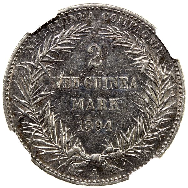 GERMAN NEW GUINEA: AR 2 mark, 1894-A, NGC AU55