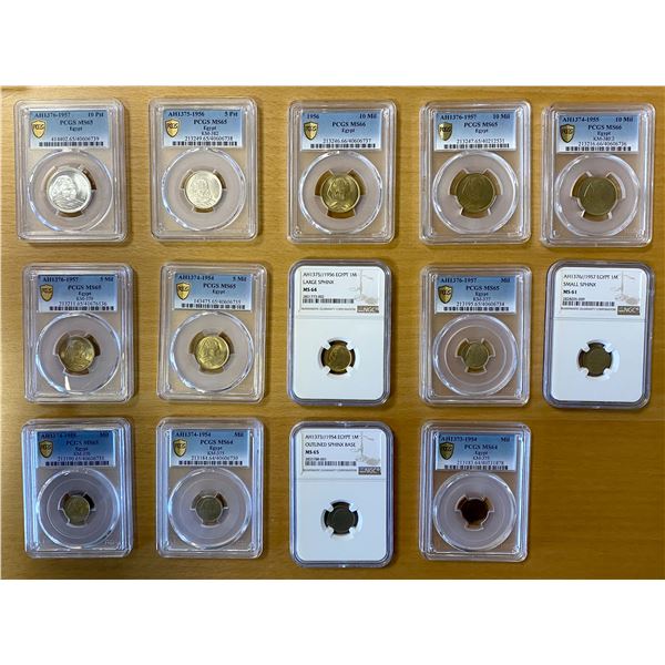 EGYPT: LOT of 14 certified coins