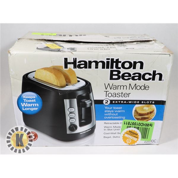HAMILTON BEACH WARM MODE TOASTER EXTRA WIDE SLOTS