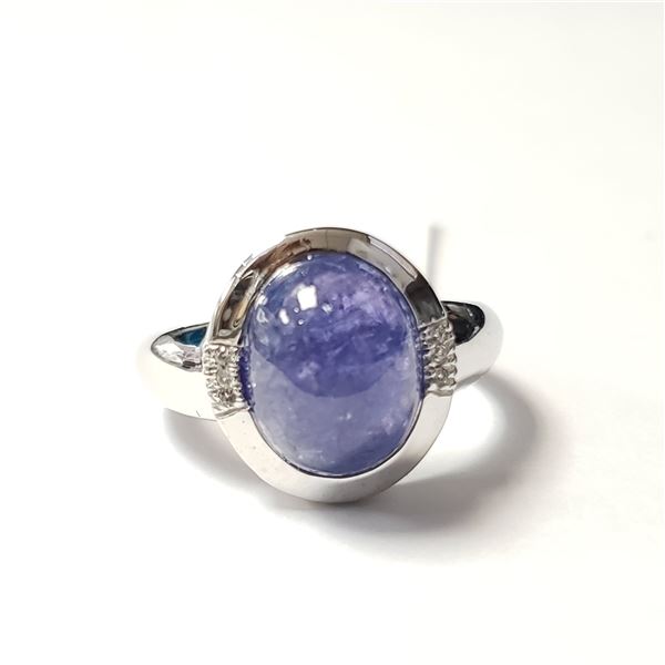 SILVER TANZANITE AND WHITE TOPAZ(4.1CT) RING