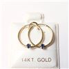 Image 1 : 14K YELLOW GOLD SAPPHIRE HOOP(0.15CT)  EARRINGS