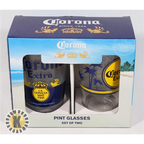 NEW 2PC CORONA PINT GLASSES SET