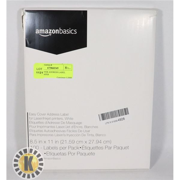 EASY COVER ADDRESS LABEL  WHITE PAPER