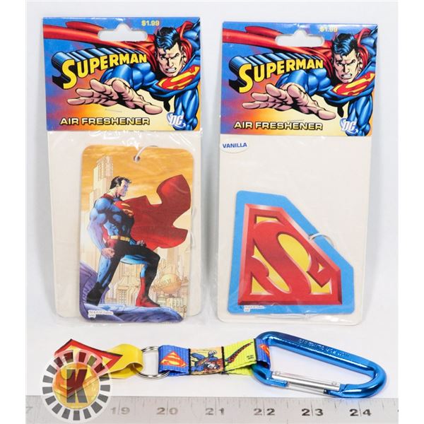 SUPERMAN KEYCHAIN AND 2 CAR FRESHENERS