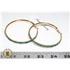 Image 1 : NEW LARGE GOLD TONE HOOP EARRINGS WITH TURQUOIS